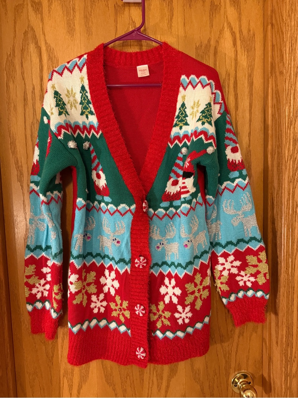 Holiday Time Red Green Blue Fair Isle Holiday Cardigan